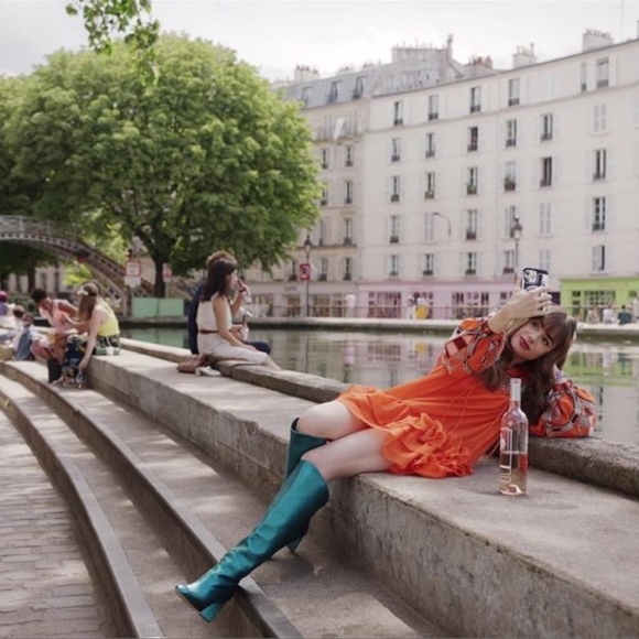 Zara Teal Heeled Boots - Picture 5 of 6